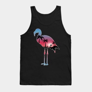 Flamingo Beautiful Sunset Beach Palm Tree Tank Top